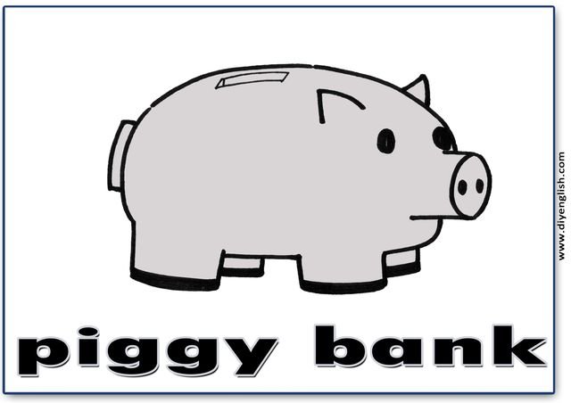 piggy bank – English word flashcard