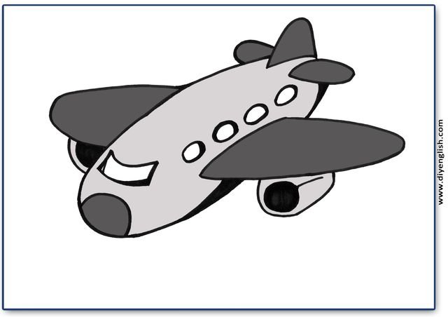 airplane – Blank – colour & write flashcard