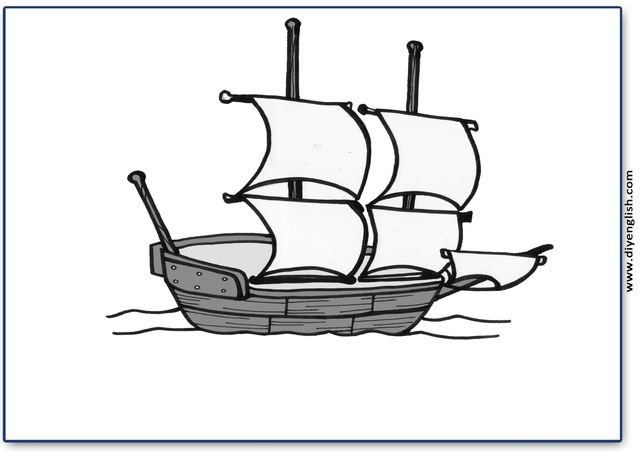 boat – Blank – colour & write flashcard