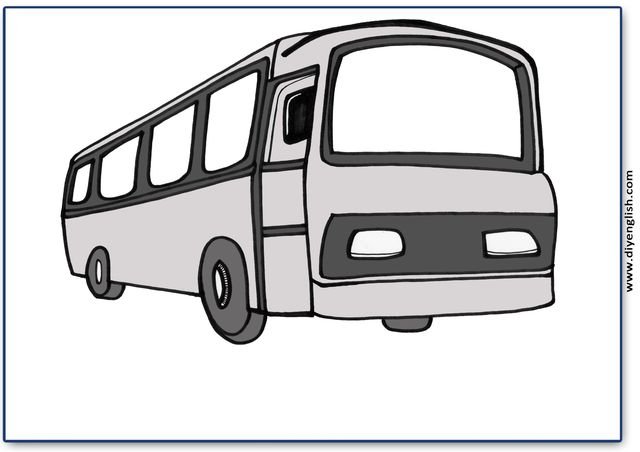 bus – Blank – colour & write flashcard
