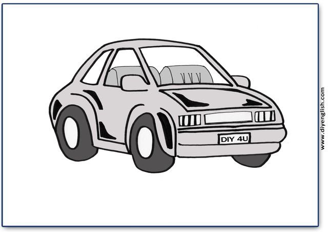 car – Blank – colour & write flashcard