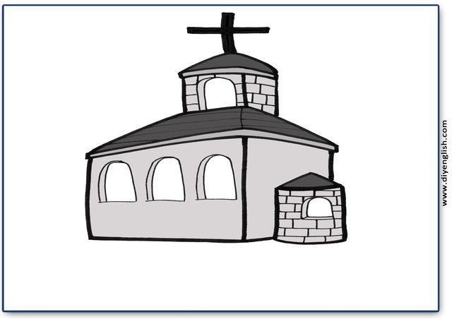 church – Blank – colour & write flashcard