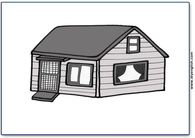house – Blank – colour & write flashcard