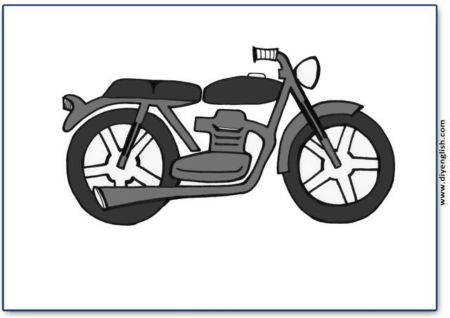 motorcycle – Blank – colour & write flashcard