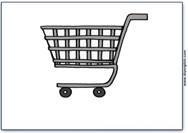shopping cart – Blank – colour & write flashcard