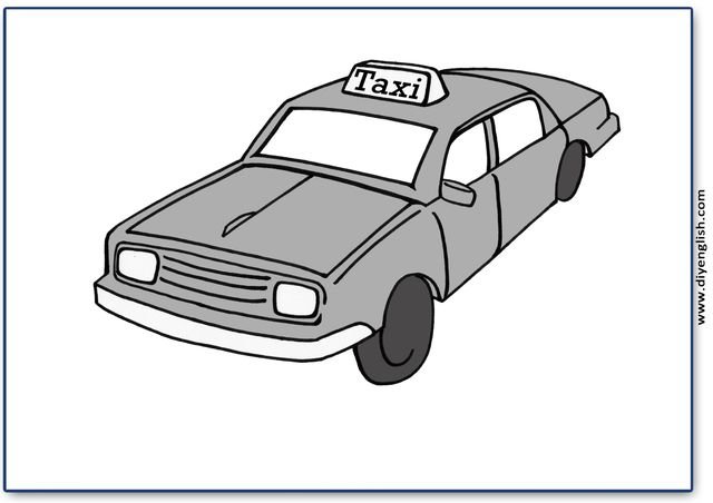 taxi – Blank – colour & write flashcard