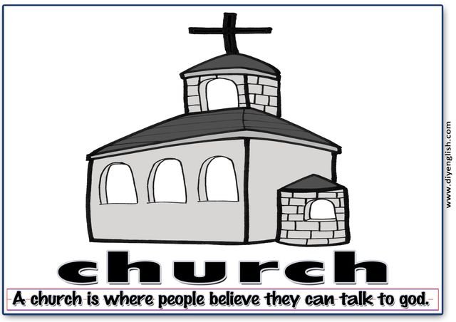 church – Word & fun-fact sentence flashcard