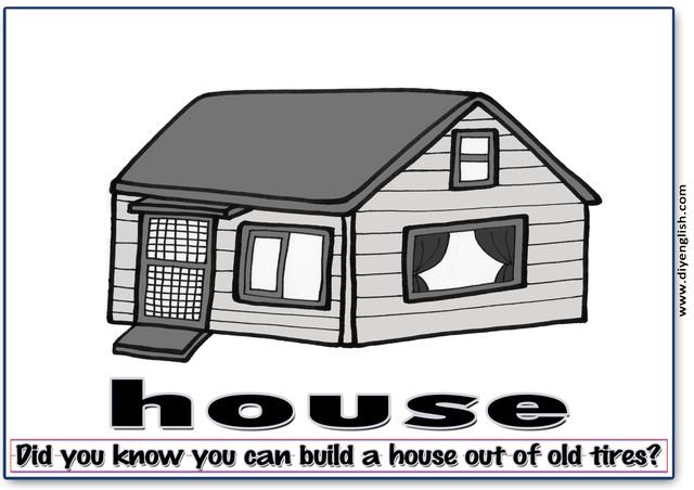 house – Word & fun-fact sentence flashcard