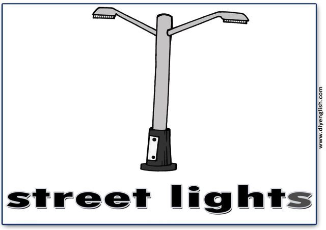 street lights – English word flashcard